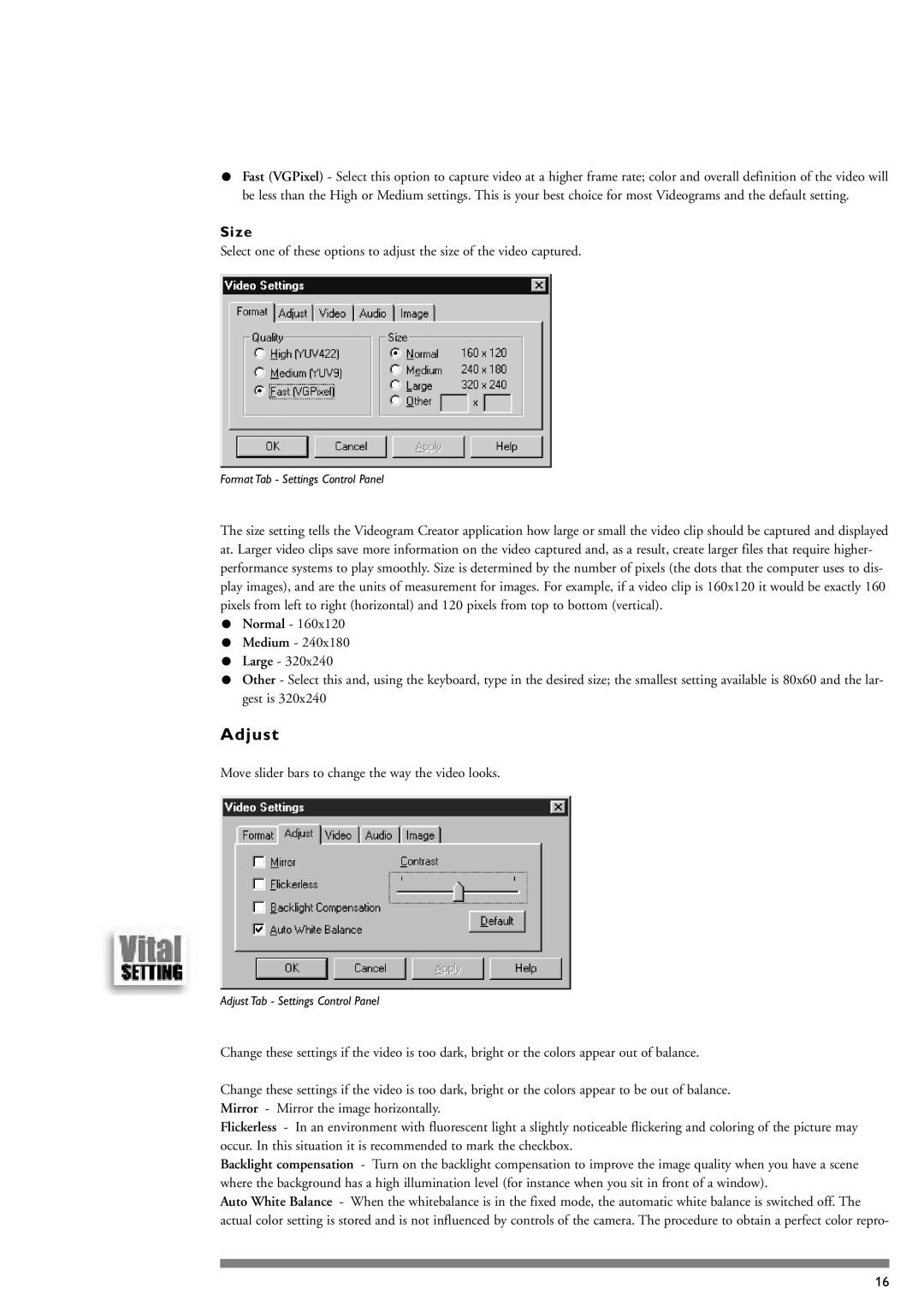 Philips PCA635VC manual Adjust, Size 