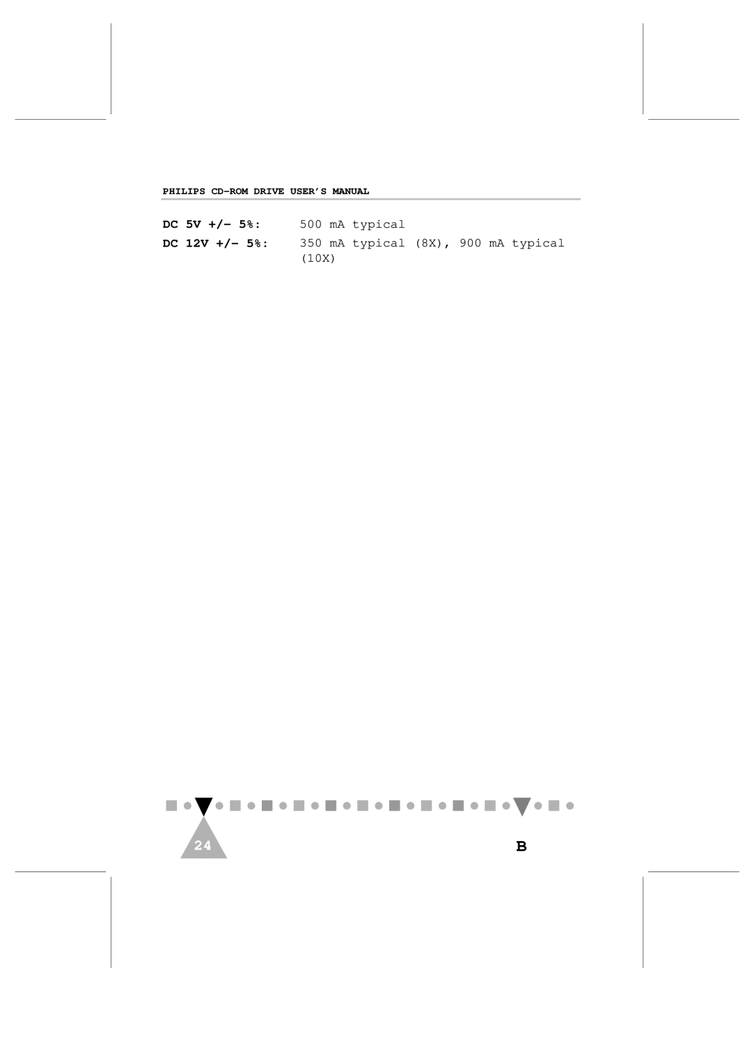 Philips PCA82CR, PCA102CD user manual DC 5V +/- 5% MA typical 