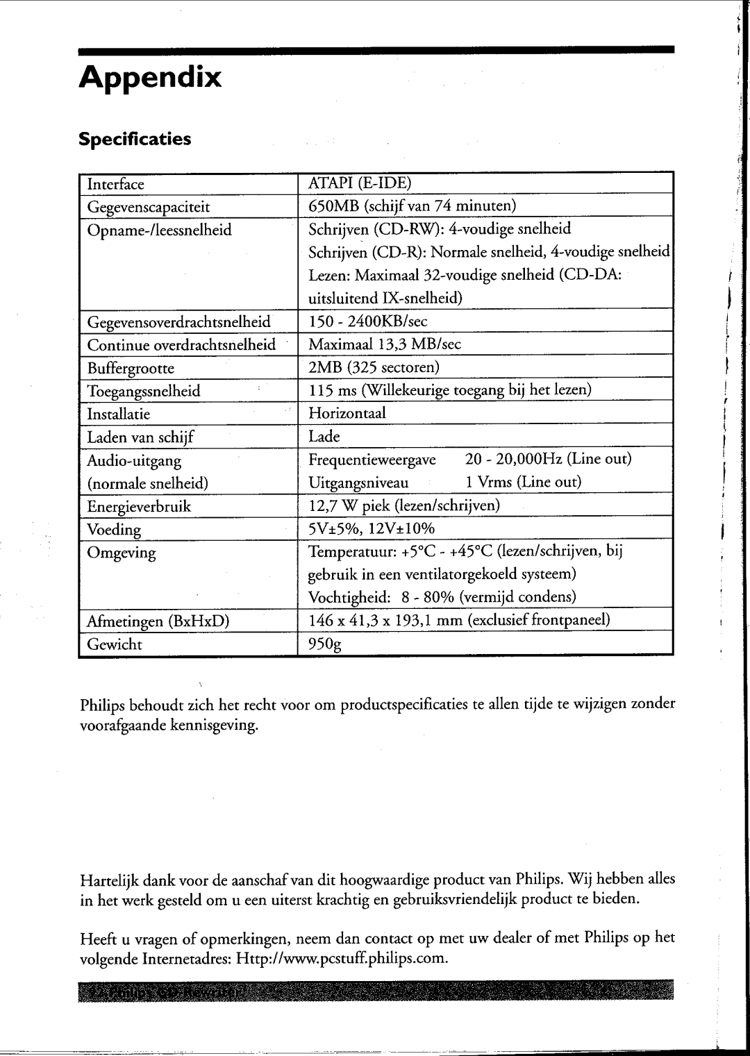 Philips PCRW404K/17 manual 