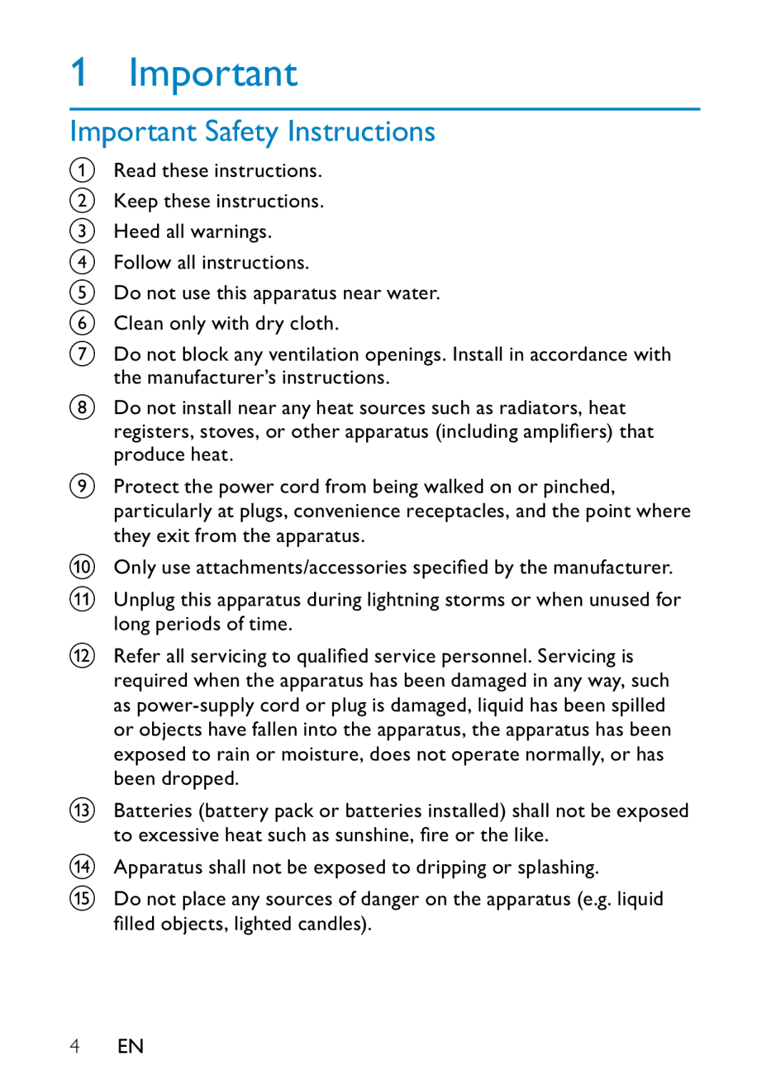 Philips PD7000B/98 user manual Important Safety Instructions 