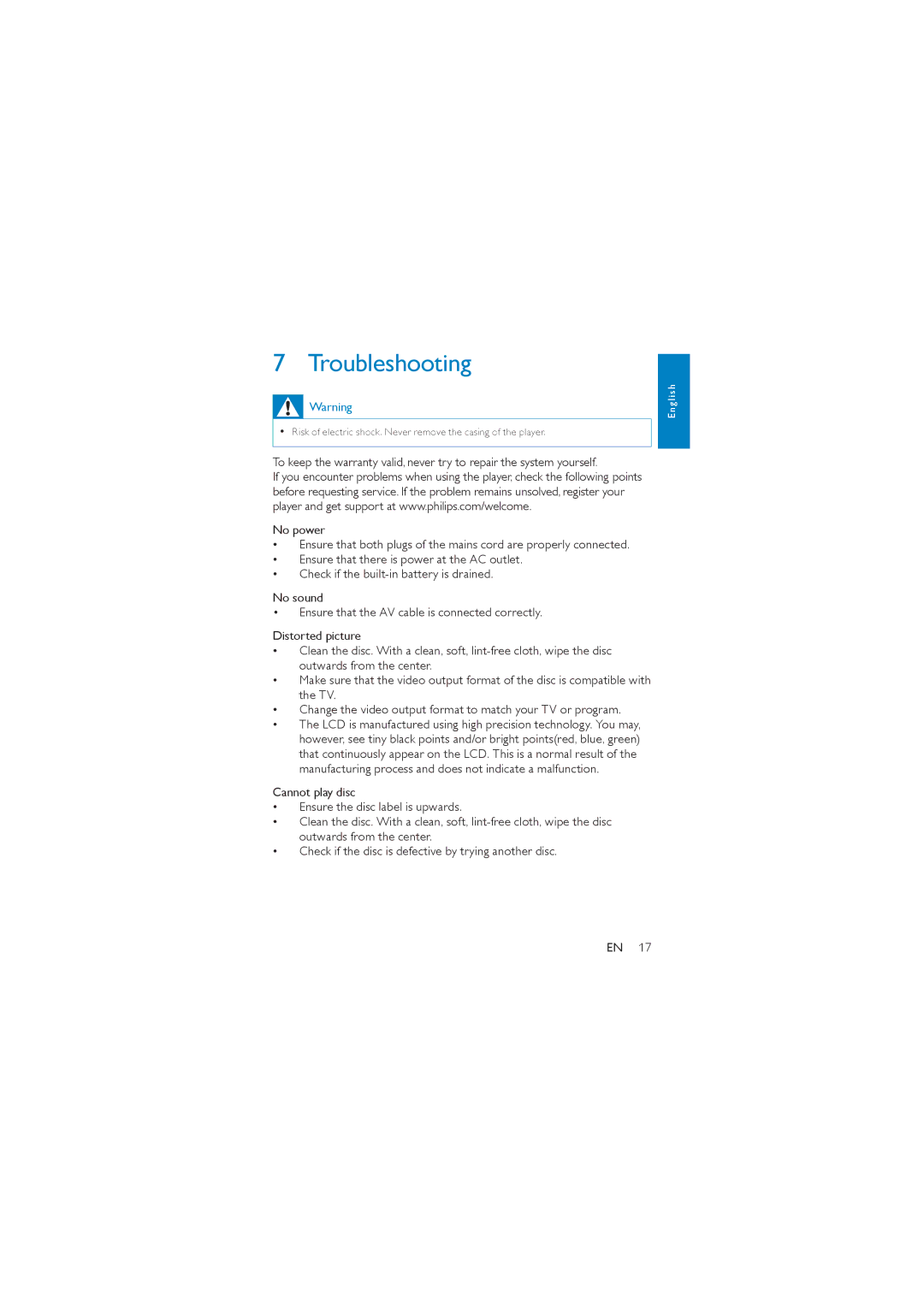 Philips PD7000C, PD7000S user manual Troubleshooting 