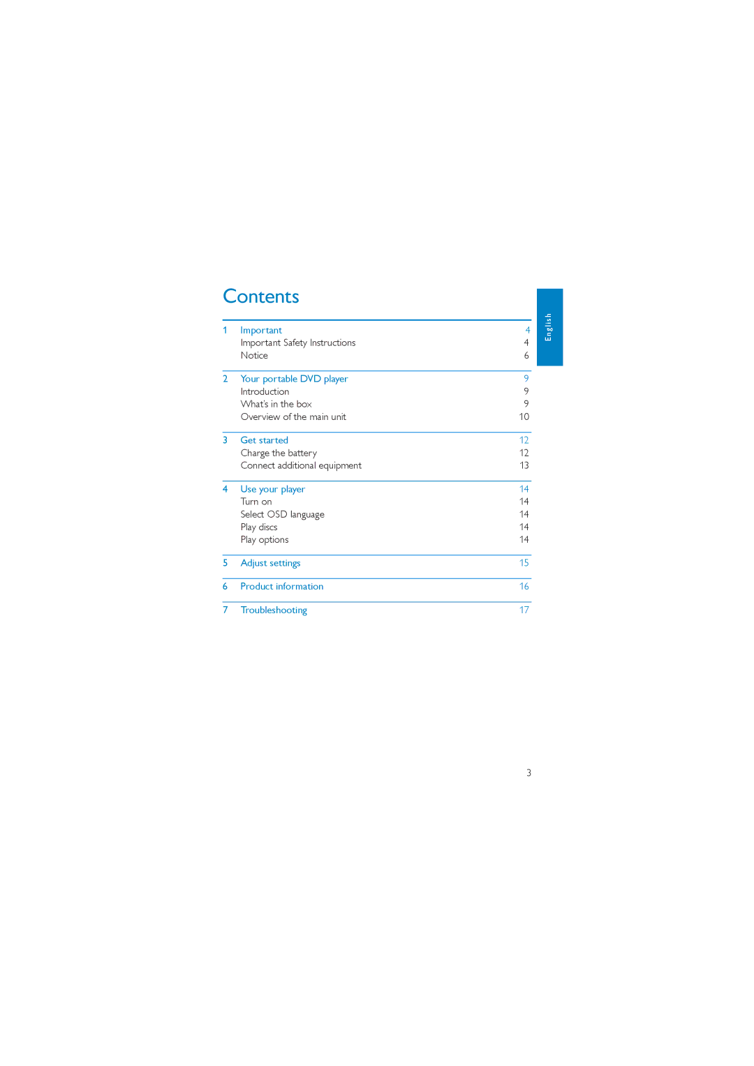 Philips PD7000C, PD7000S user manual Contents 