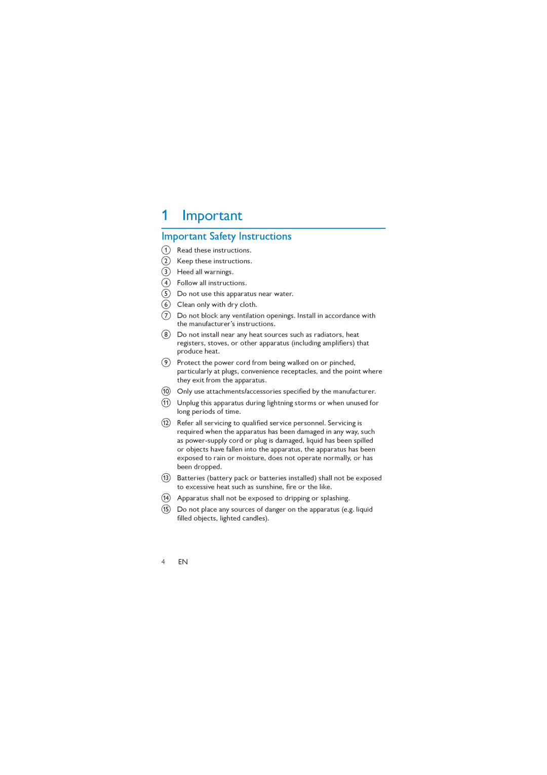 Philips PD7000S, PD7000C user manual Important Safety Instructions 