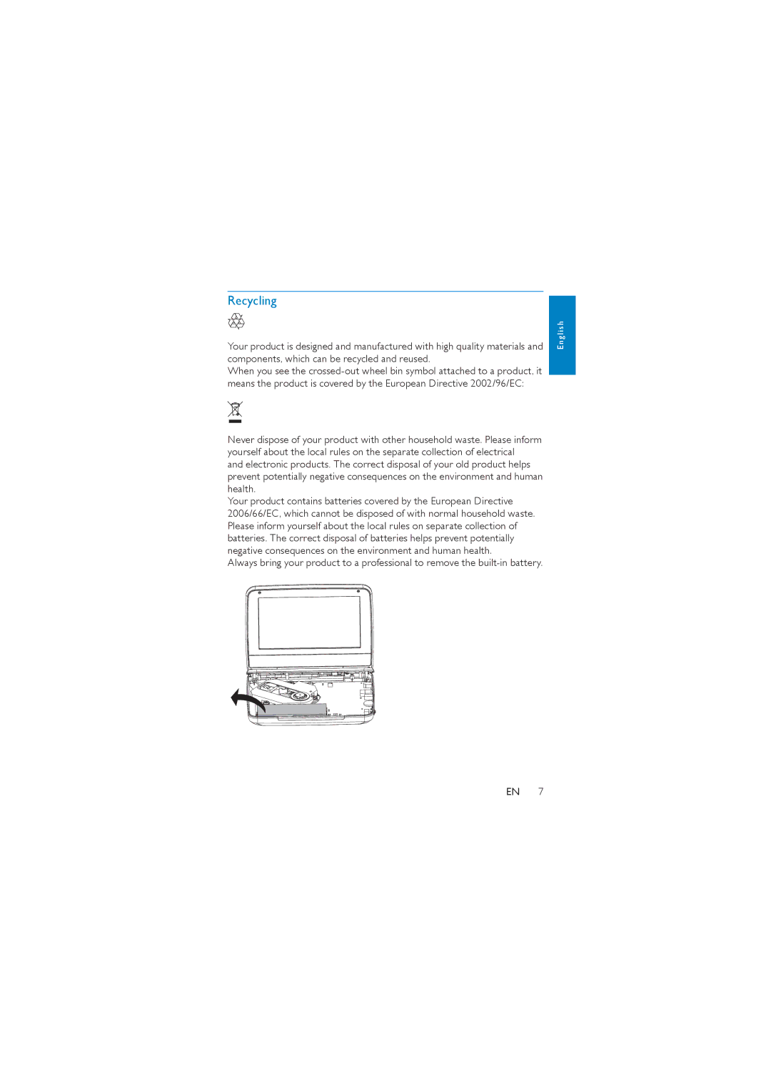 Philips PD7000C, PD7000S user manual Recycling 