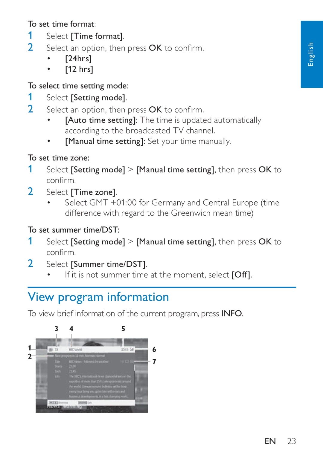 Philips PD7005 user manual View program information 