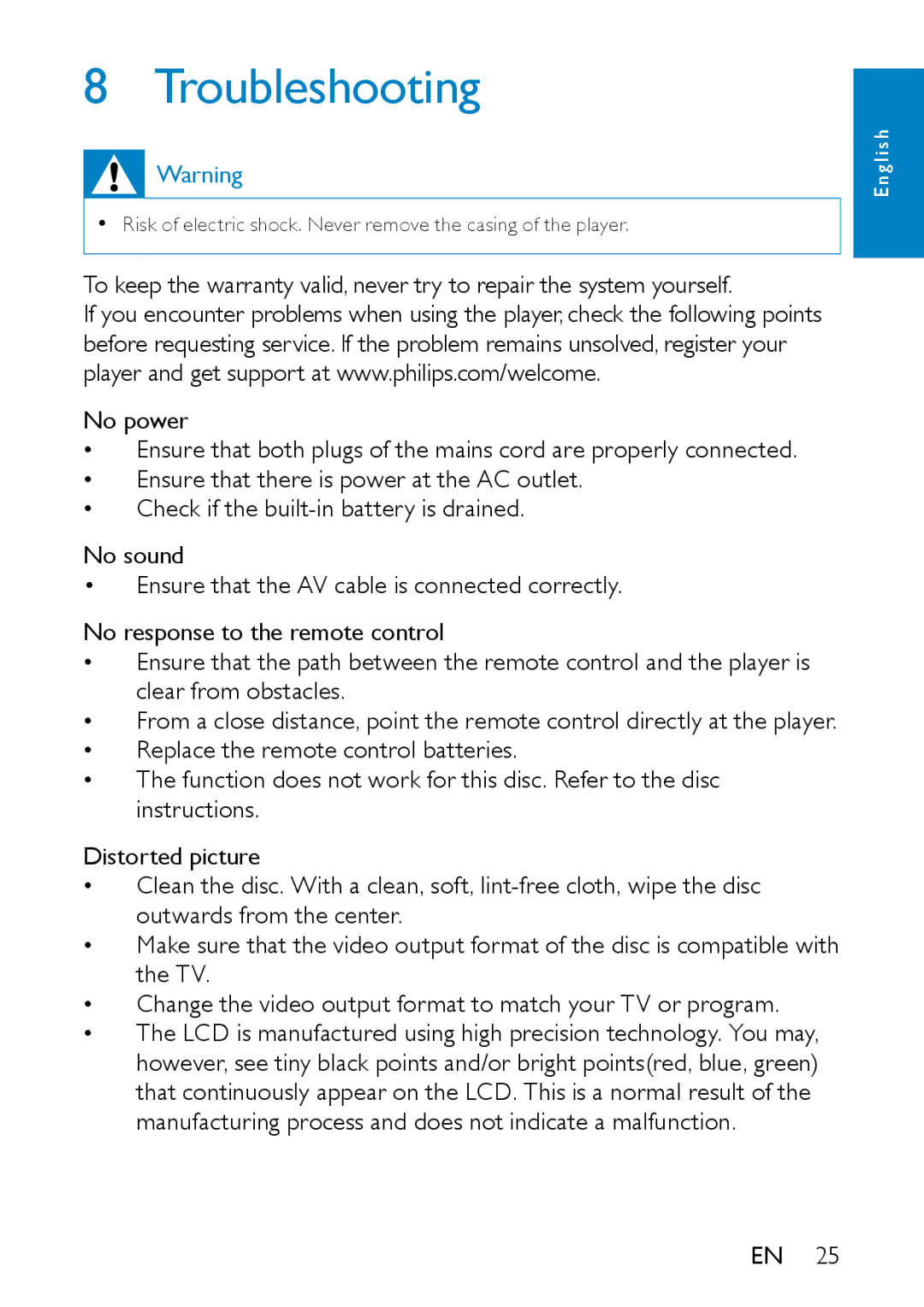 Philips PD7007/93 user manual Troubleshooting 