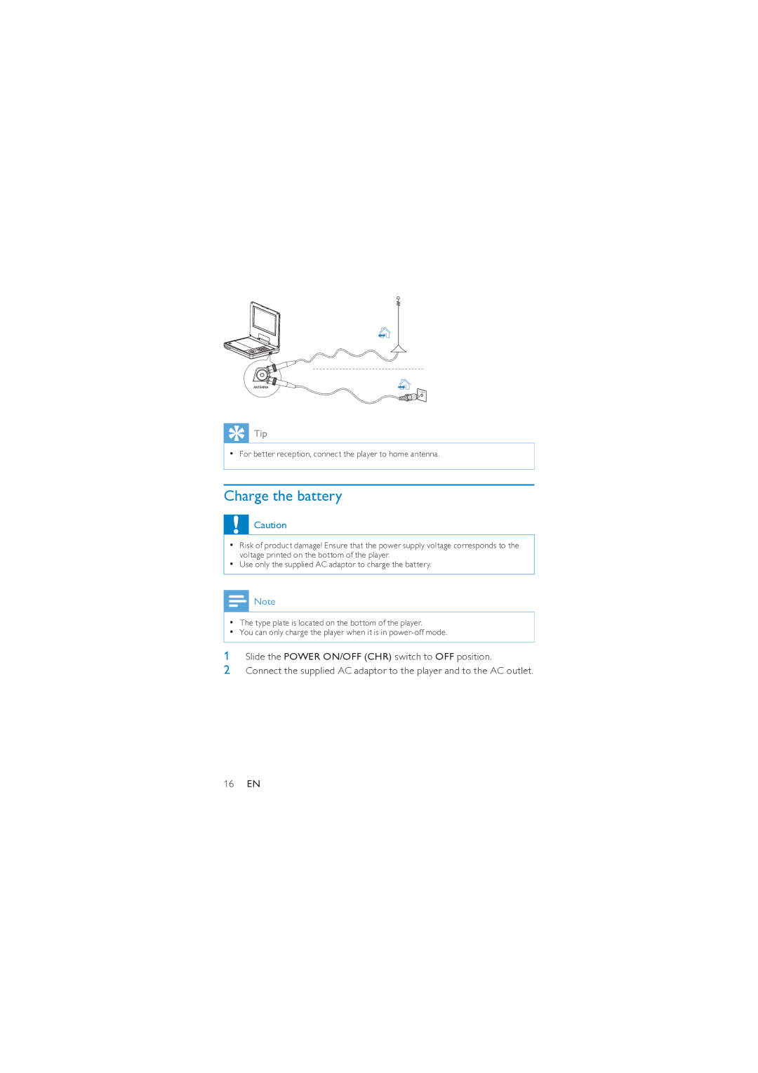 Philips PD7007/55 user manual Charge the battery 