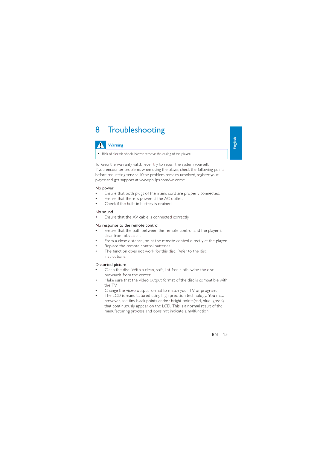 Philips PD7007/55 user manual Troubleshooting 