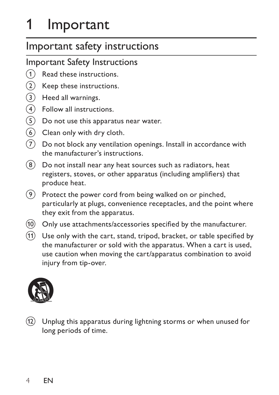 Philips PD7008/51 user manual Important safety instructions, Important Safety Instructions 