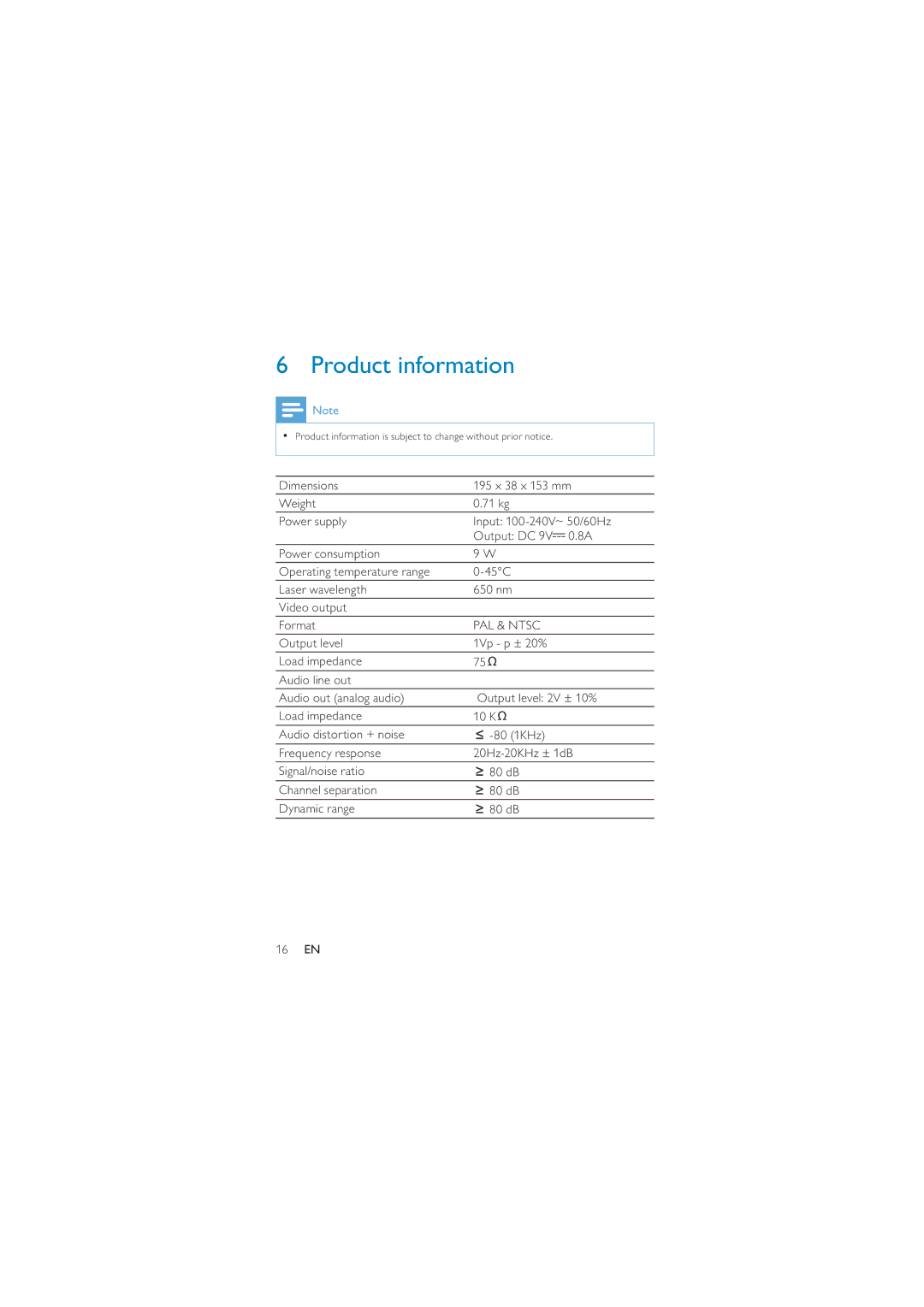 Philips PD7010/93 user manual Product information, PAL & Ntsc 