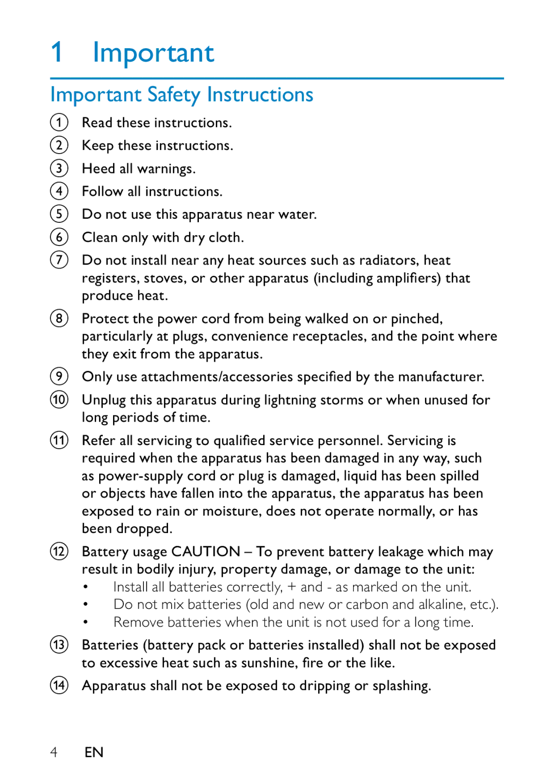 Philips PD7013/55 user manual Important Safety Instructions 