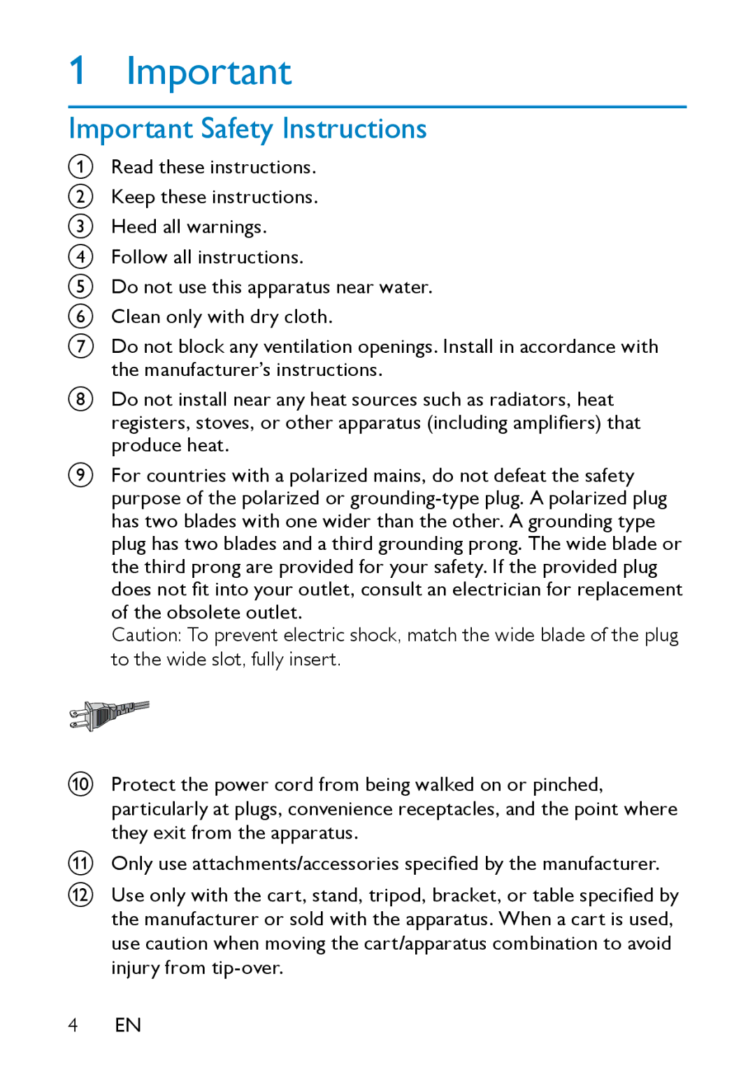 Philips PD7020/51 user manual Important Safety Instructions 