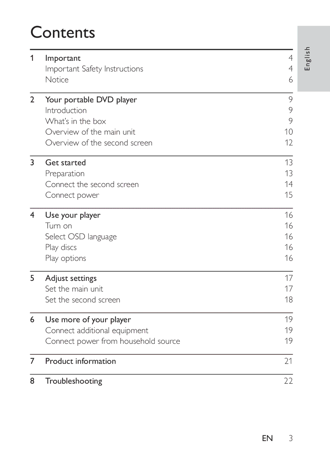 Philips PD7022/12 user manual Contents 