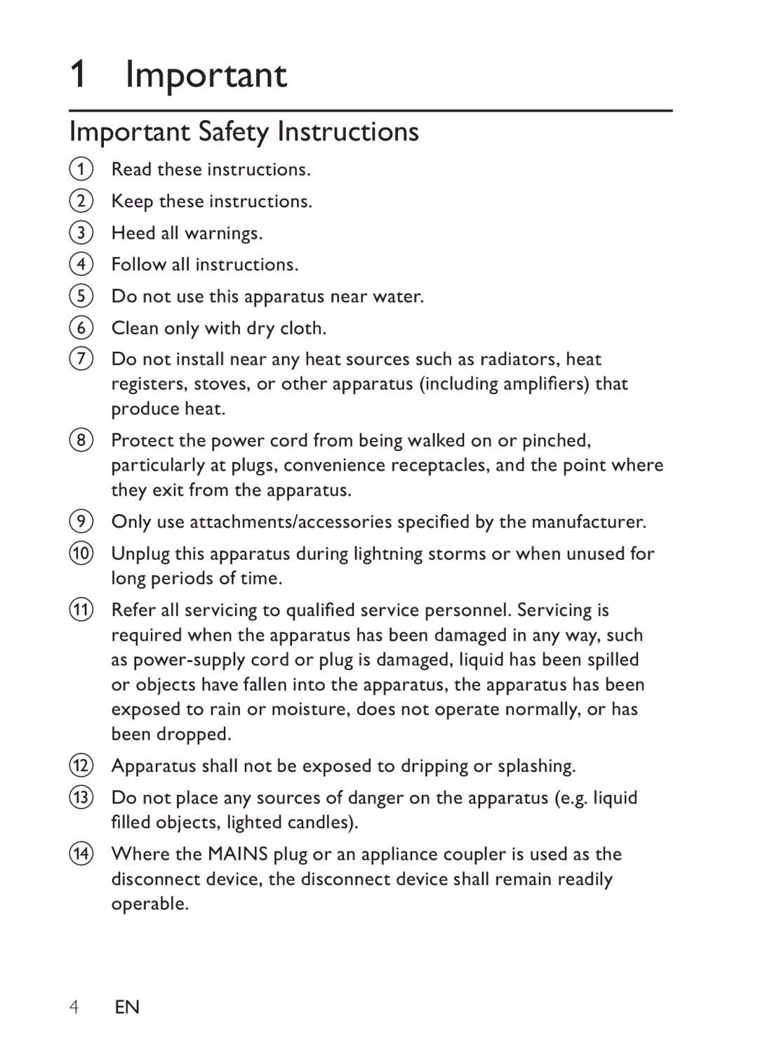 Philips PD7022/12 user manual Important Safety Instructions, ÀoohgRemhfwvOljkwhgFdqgohv 