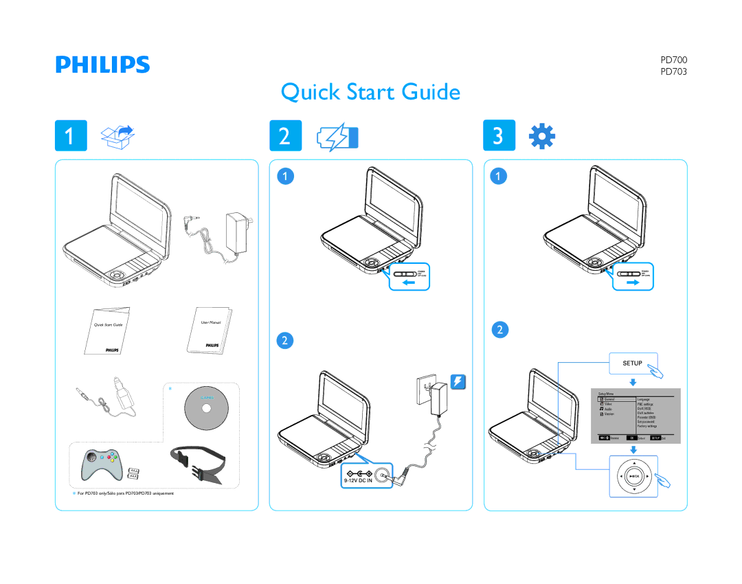 Philips PD700/37, PD703/37 quick start Quick Start Guide, PD700 PD703 