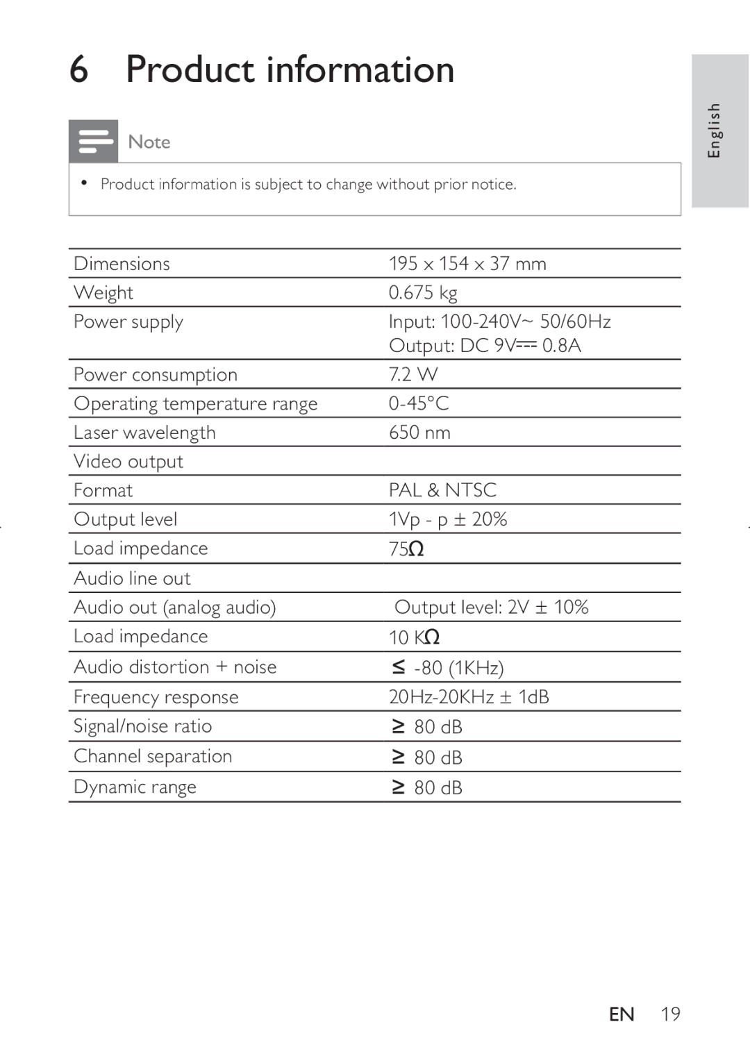 Philips PD7030 user manual Product information, PAL & Ntsc 