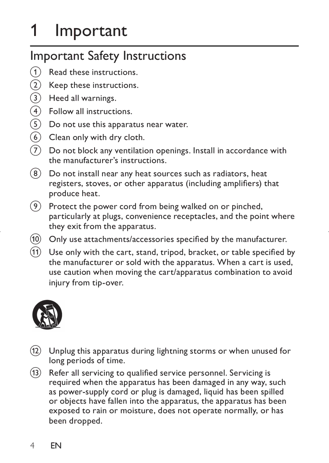 Philips PD7030 user manual Important Safety Instructions 