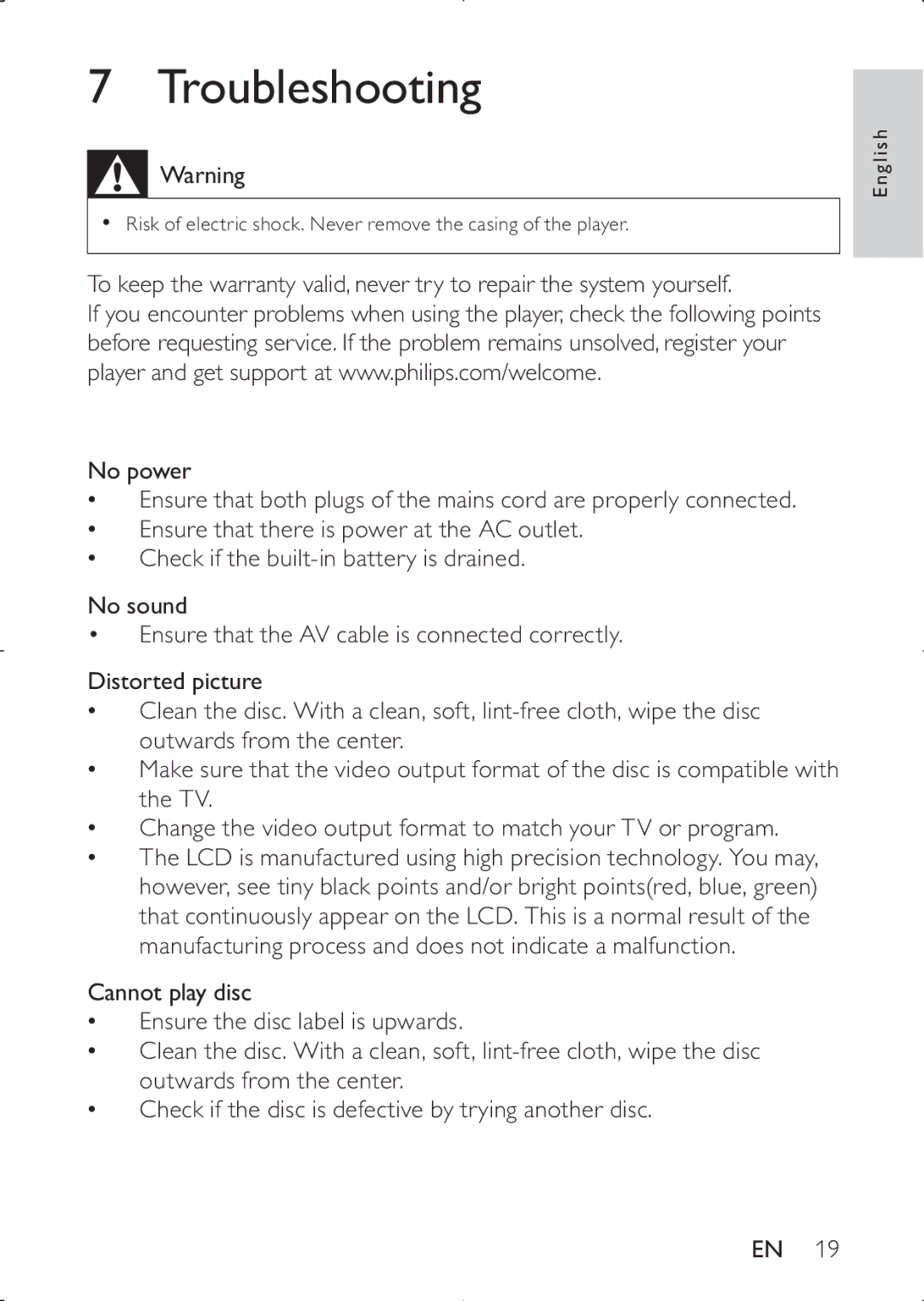 Philips PD7030 user manual Troubleshooting 