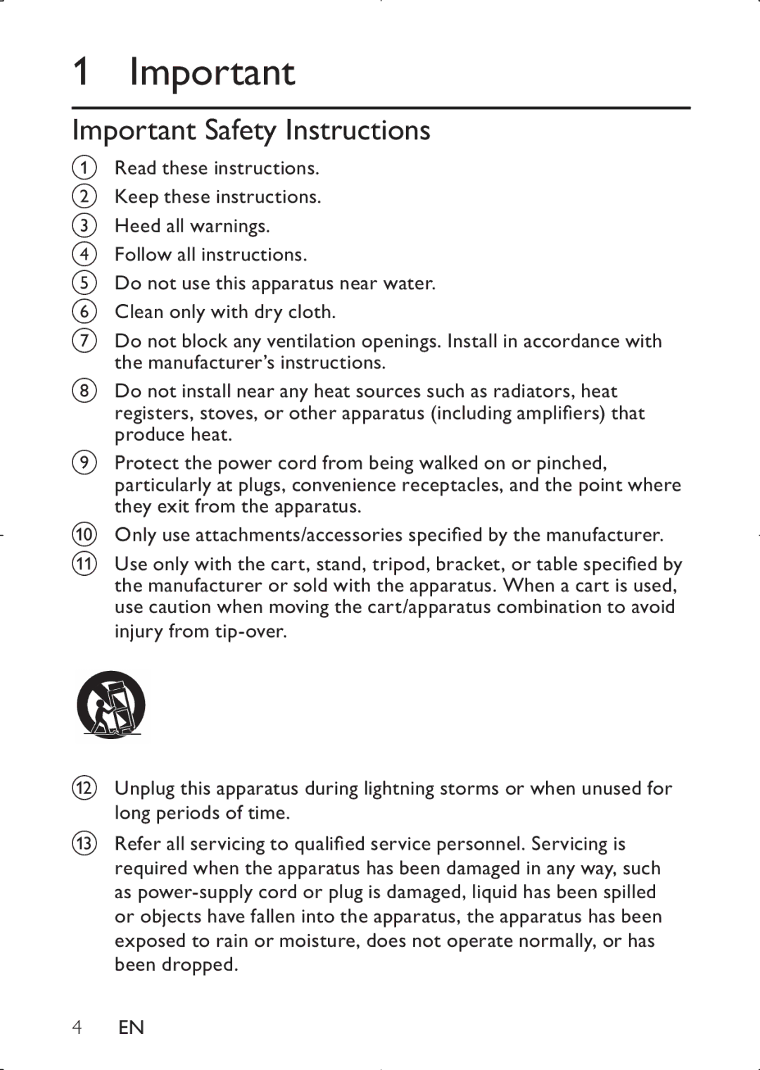 Philips PD7030 user manual Important Safety Instructions 