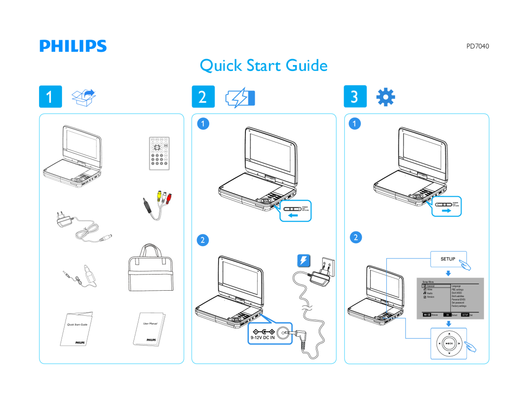 Philips PD7040/05 quick start Quick Start Guide, User Manual 