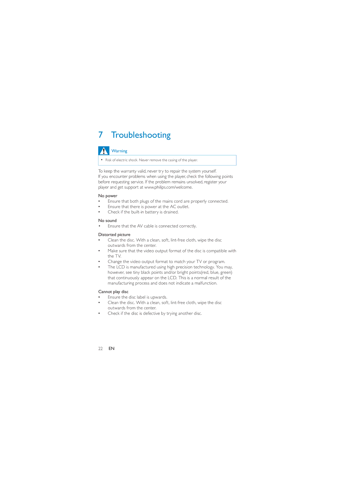 Philips PD7040/12 user manual Troubleshooting 