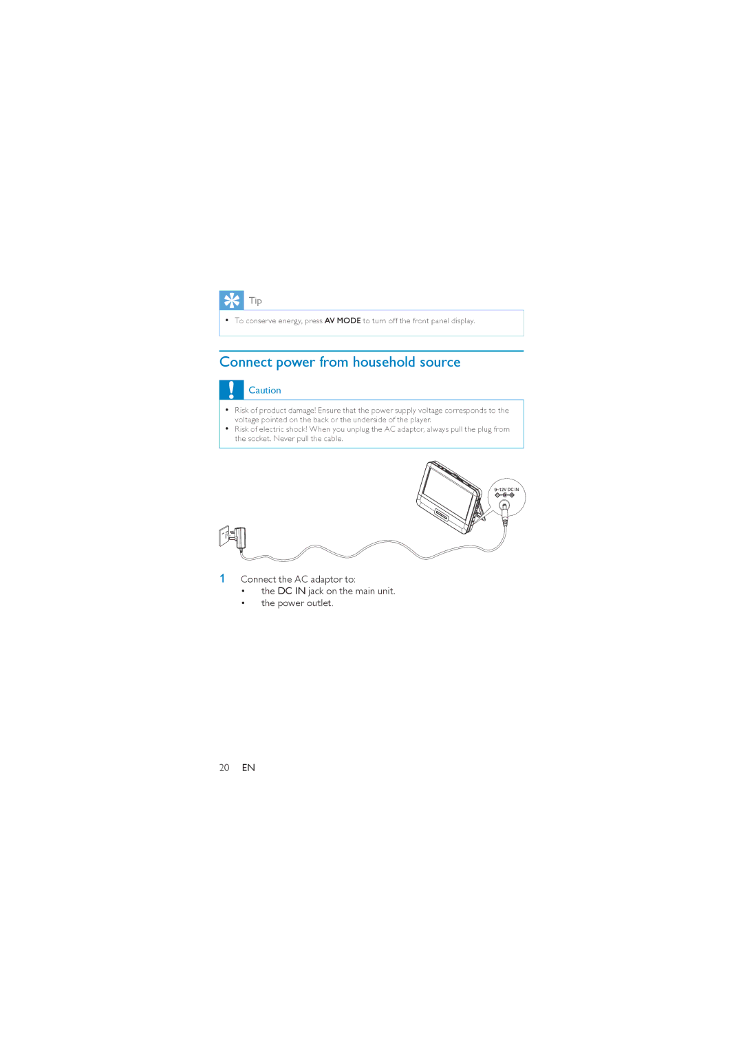 Philips PD7042/05 user manual Connect power from household source 