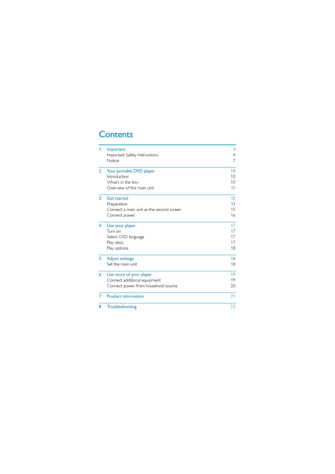 Philips PD7042/05 user manual Contents 