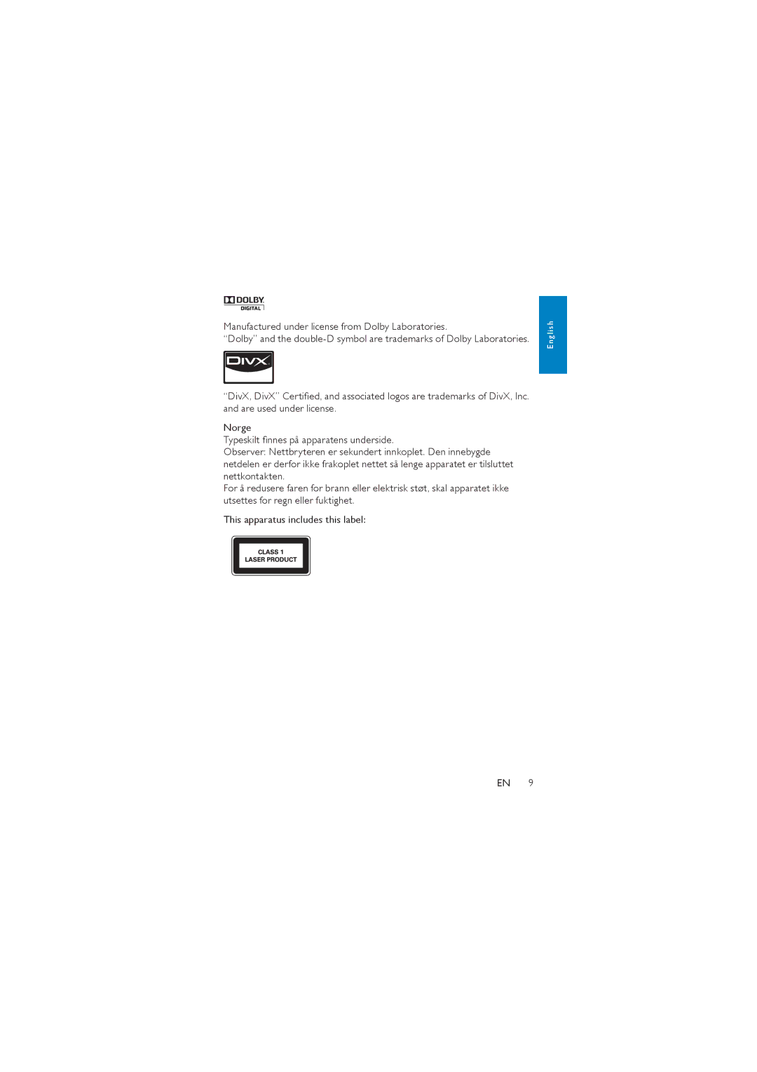 Philips PD7042/05 user manual Manufactured under license from Dolby Laboratories 