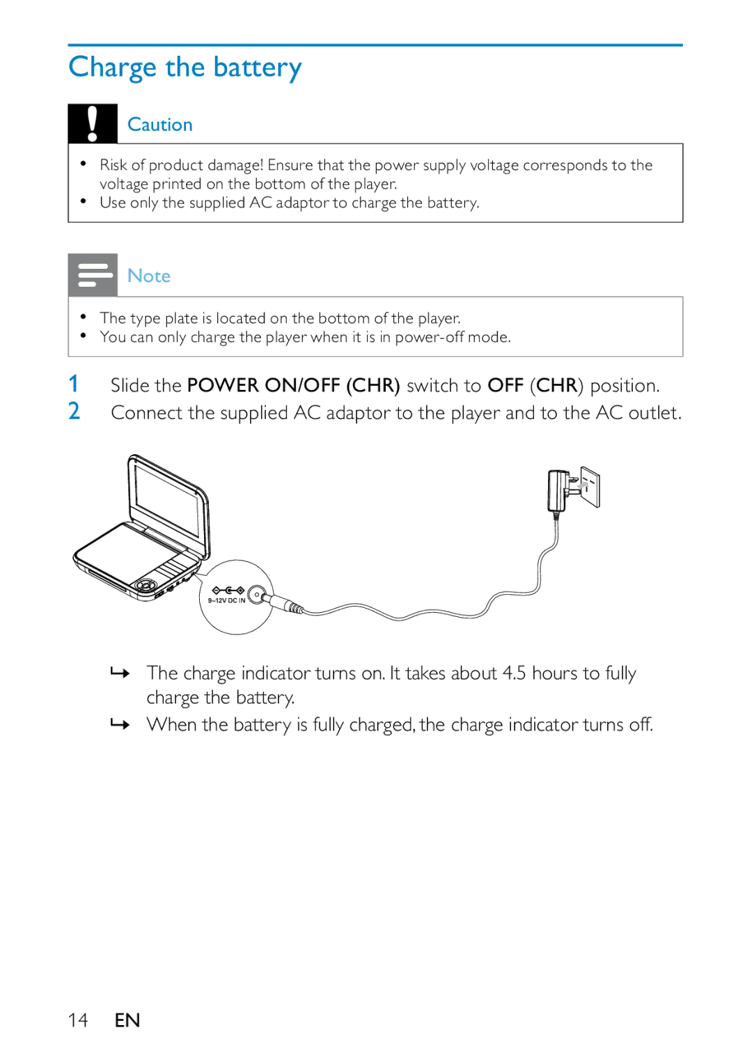 Philips PD709/05 user manual Charge the battery 