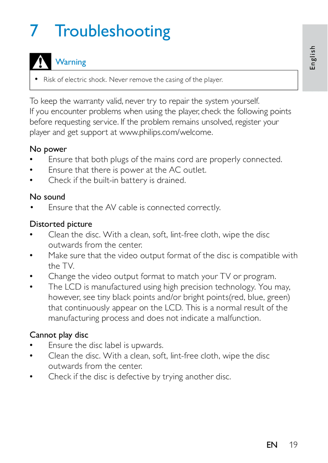 Philips PD709/05 user manual Troubleshooting 