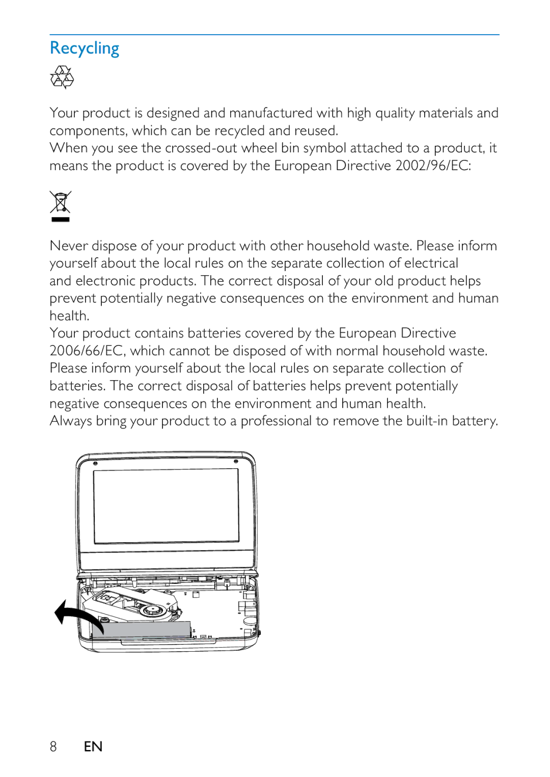 Philips PD709/05 user manual Recycling 