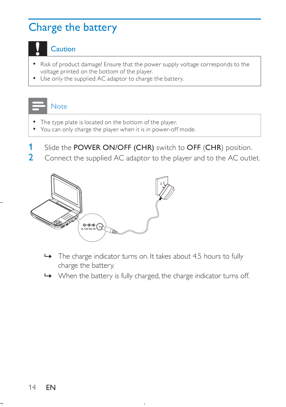 Philips PD709/12 user manual Charge the battery 