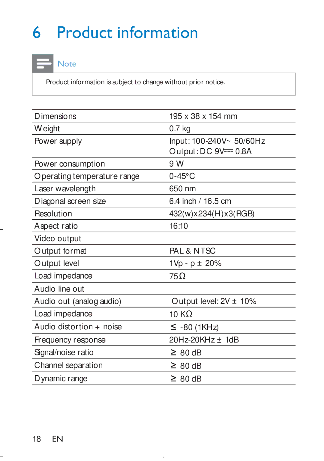 Philips PD709/12 user manual Product information, PAL & Ntsc 