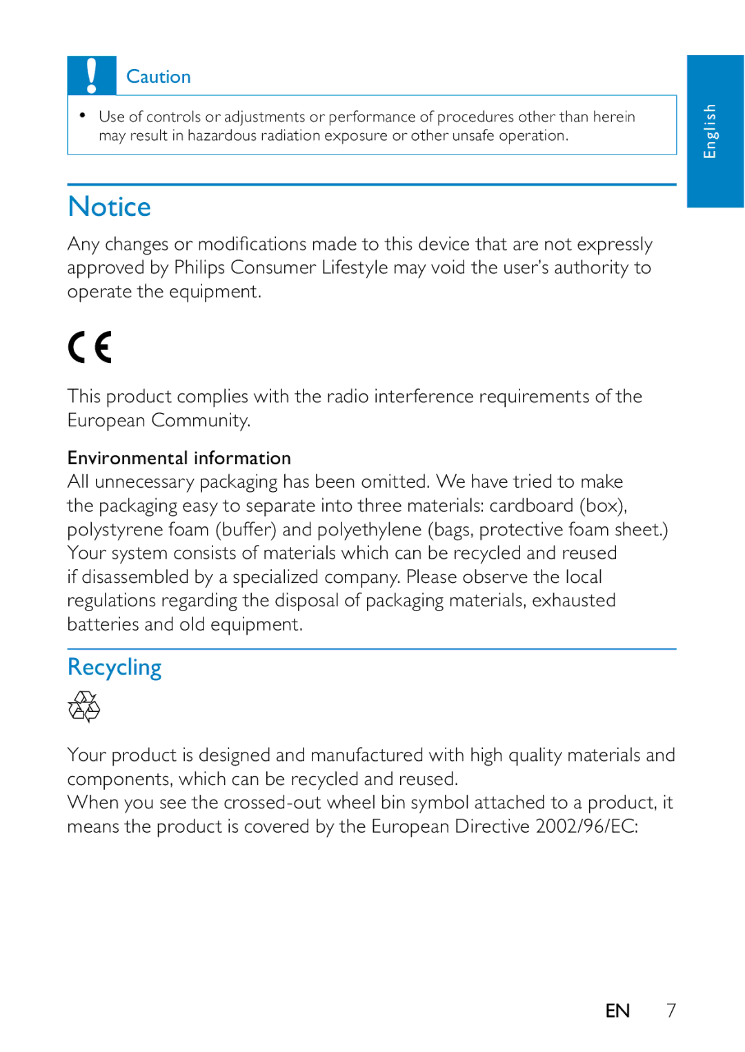 Philips PD9000/12 user manual Recycling 