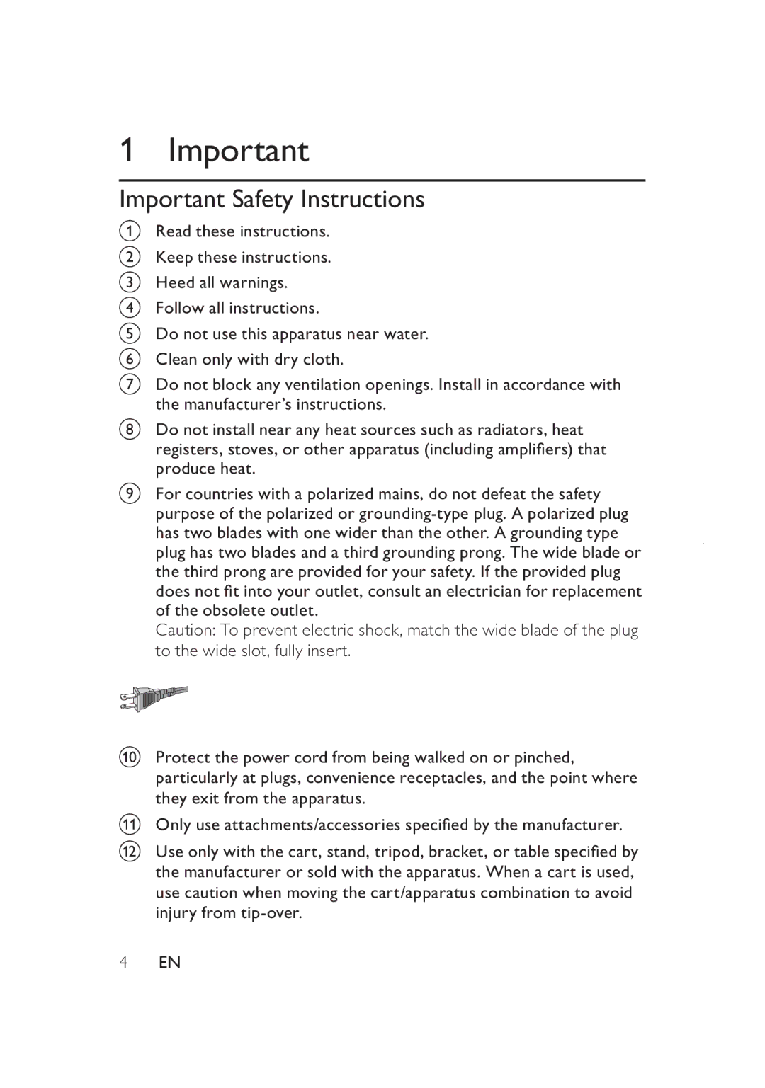 Philips PD9005/12 user manual Important Safety Instructions 