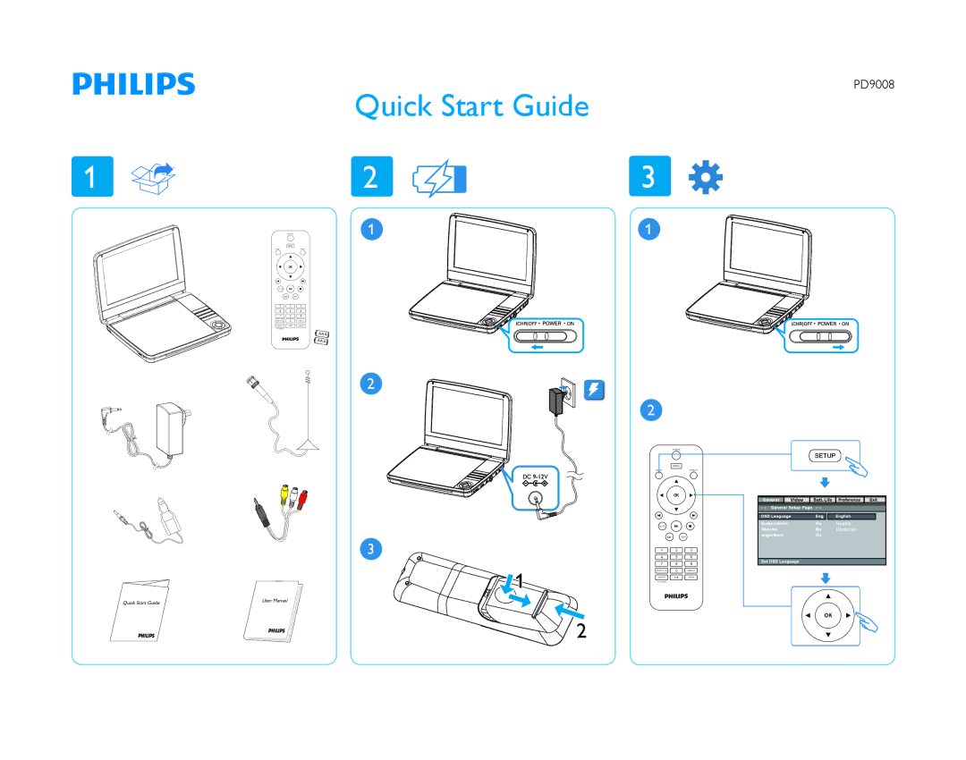 Philips PD9008/51 user manual Quick Start Guide 