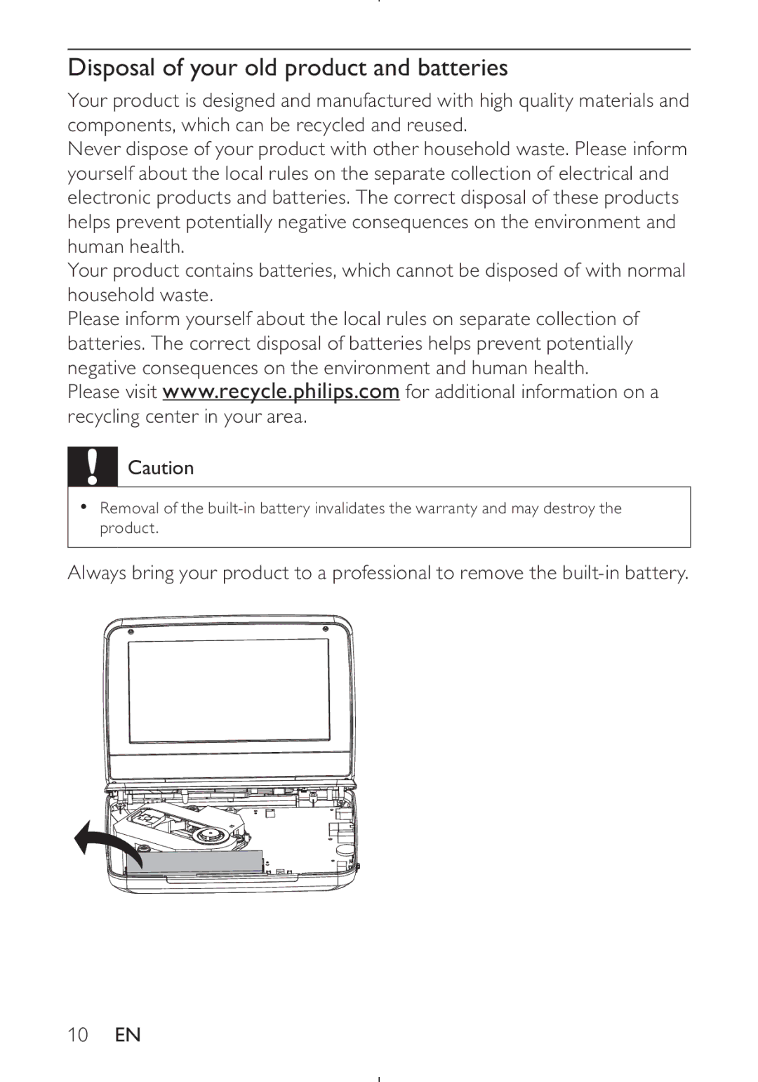 Philips PD9030 user manual Disposal of your old product and batteries 