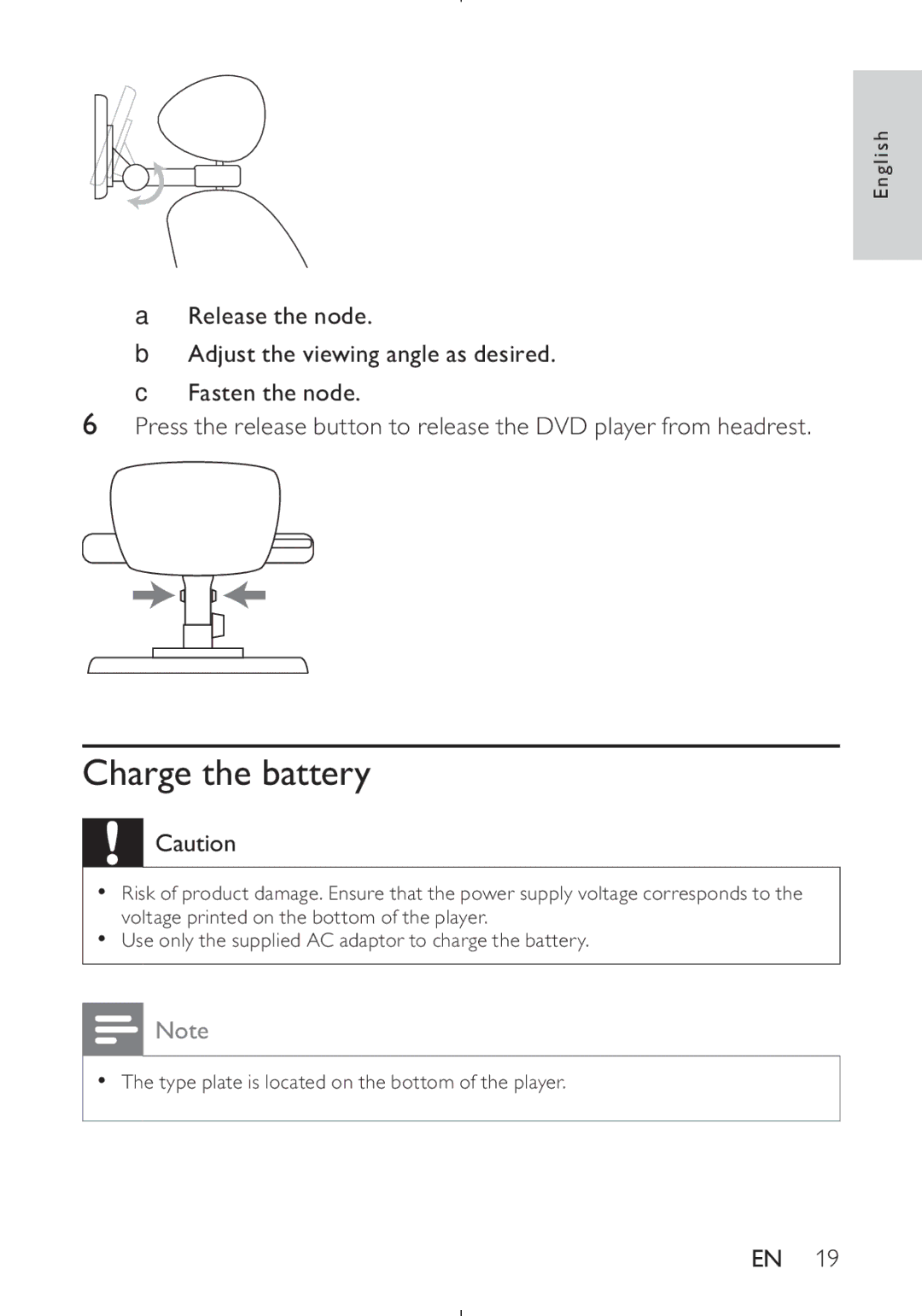 Philips PD9030 user manual Charge the battery 