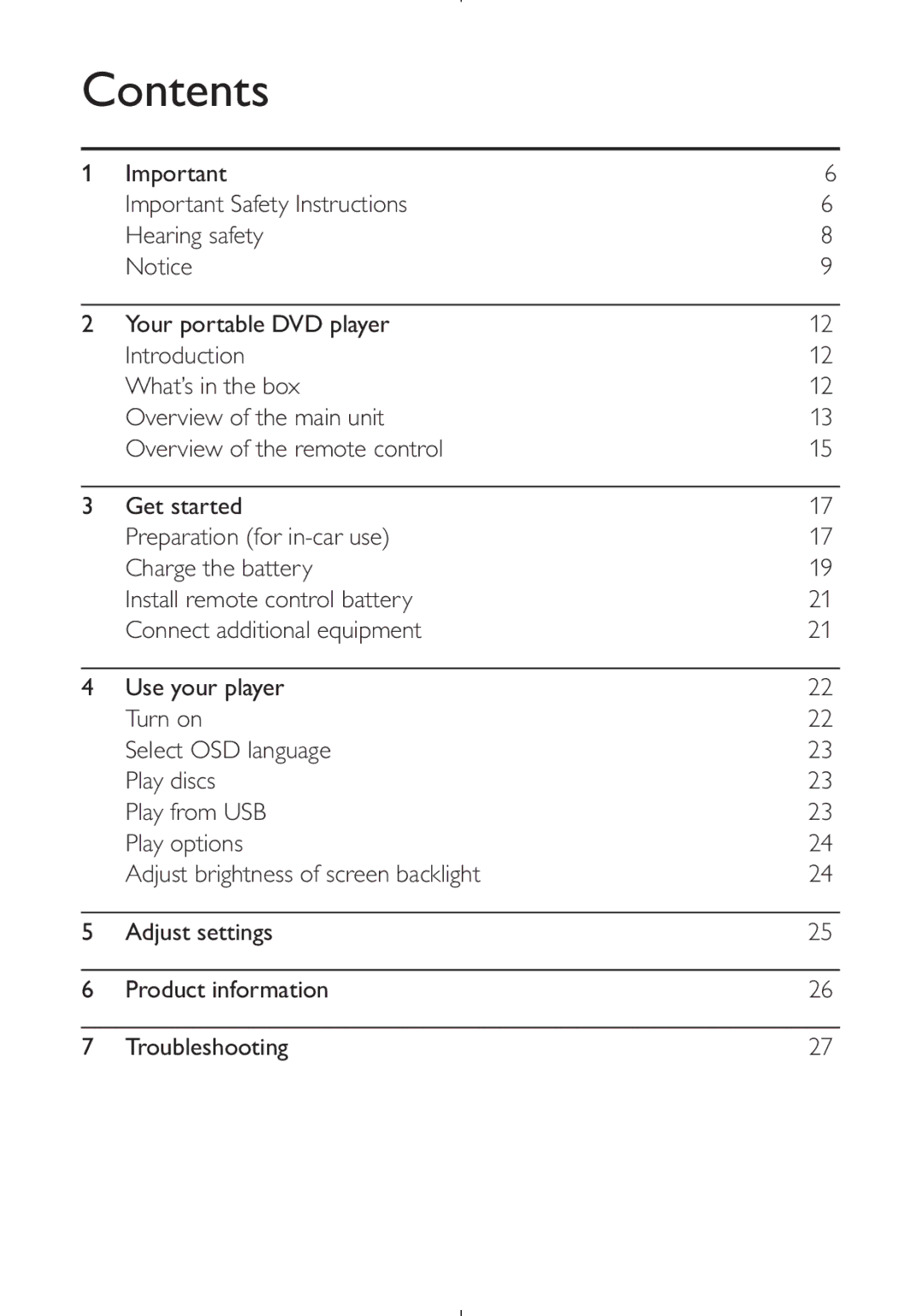 Philips PD9030 user manual Contents 