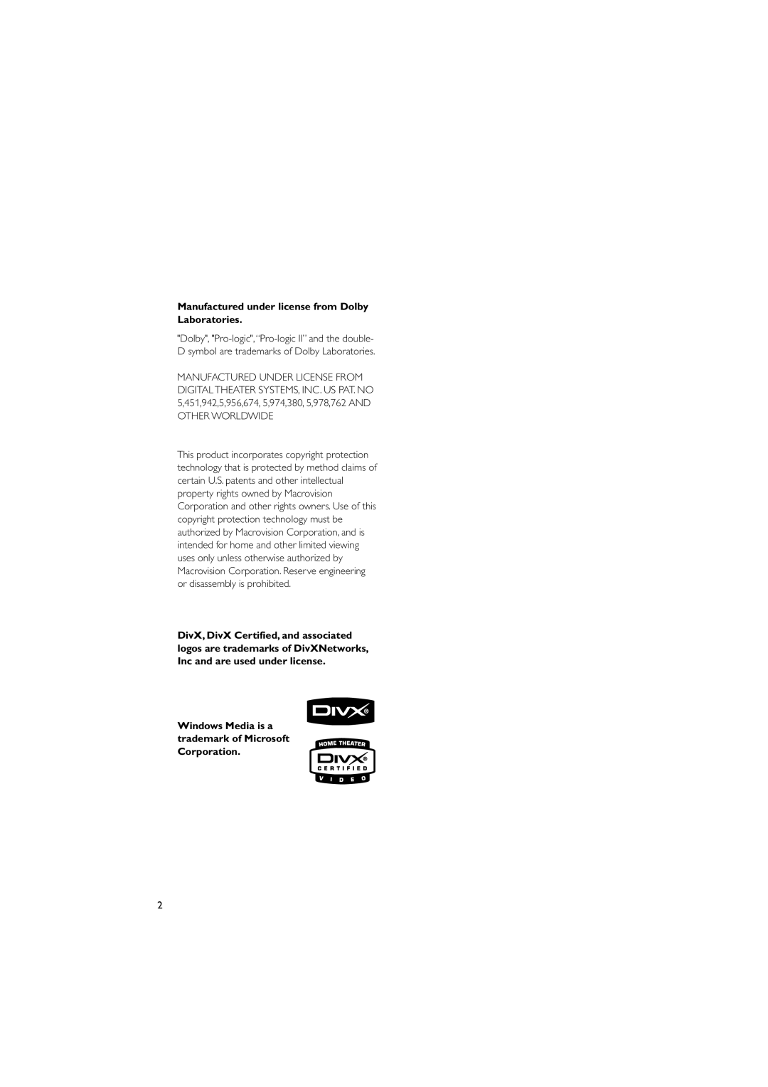 Philips PDCC-JS-JW-0734 manual Manufactured under license from Dolby Laboratories 