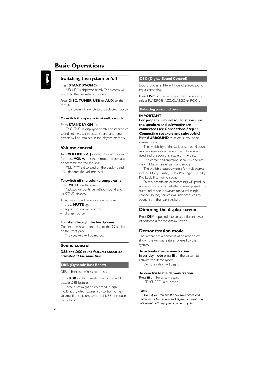 Philips PDCC-JS-JW-0734 manual Basic Operations 