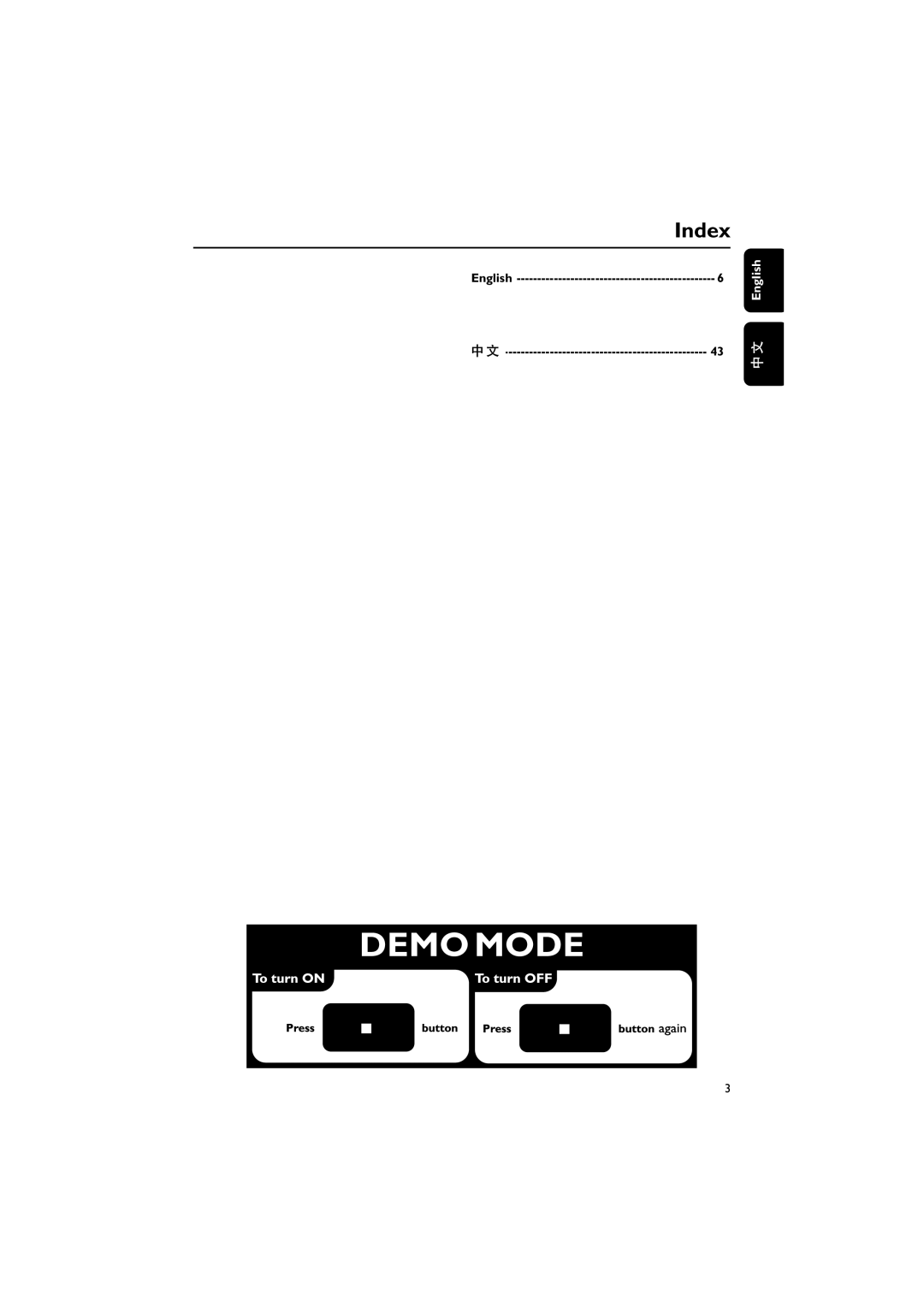 Philips PDCC-JS-JW-0734 manual Index, English 