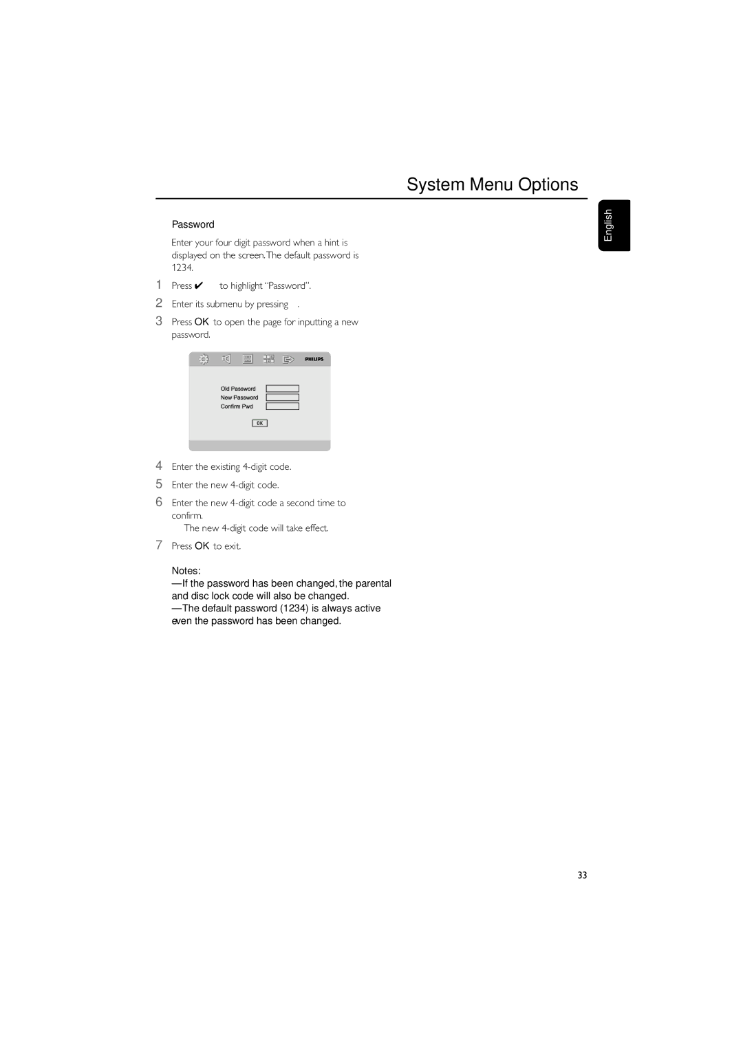 Philips PDCC-JS-JW-0734 manual Password 