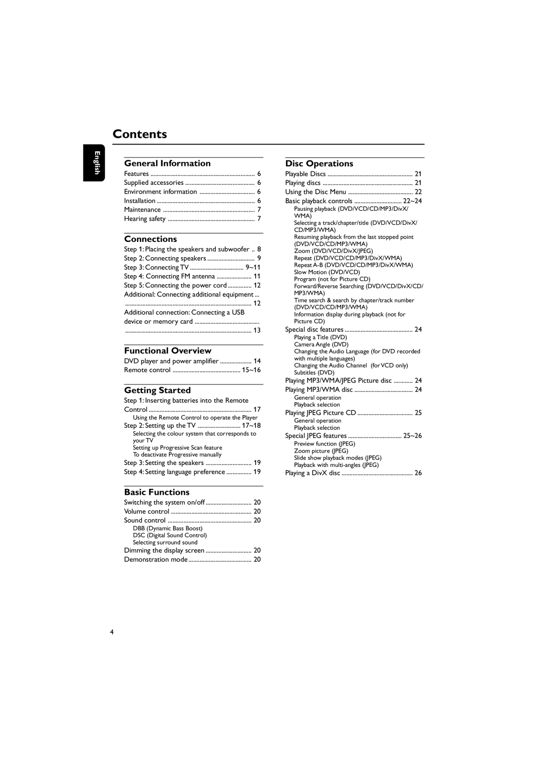 Philips PDCC-JS-JW-0734 manual Contents 