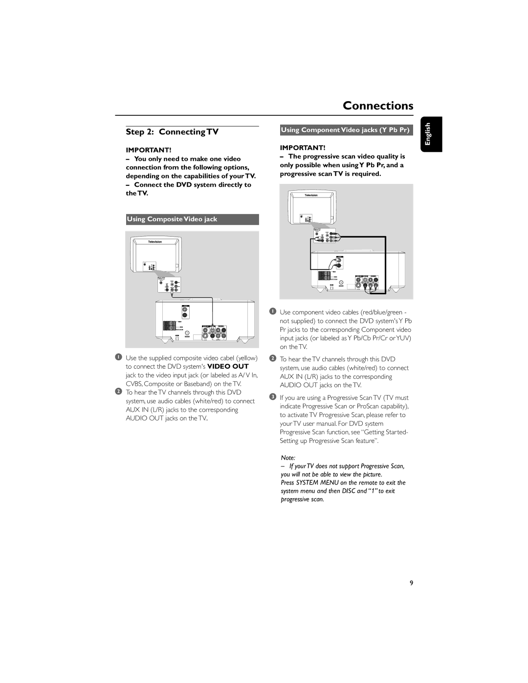 Philips PDCC-ZC-0808 manual Connecting TV, You only need to make one video, Connect the DVD system directly to the TV 