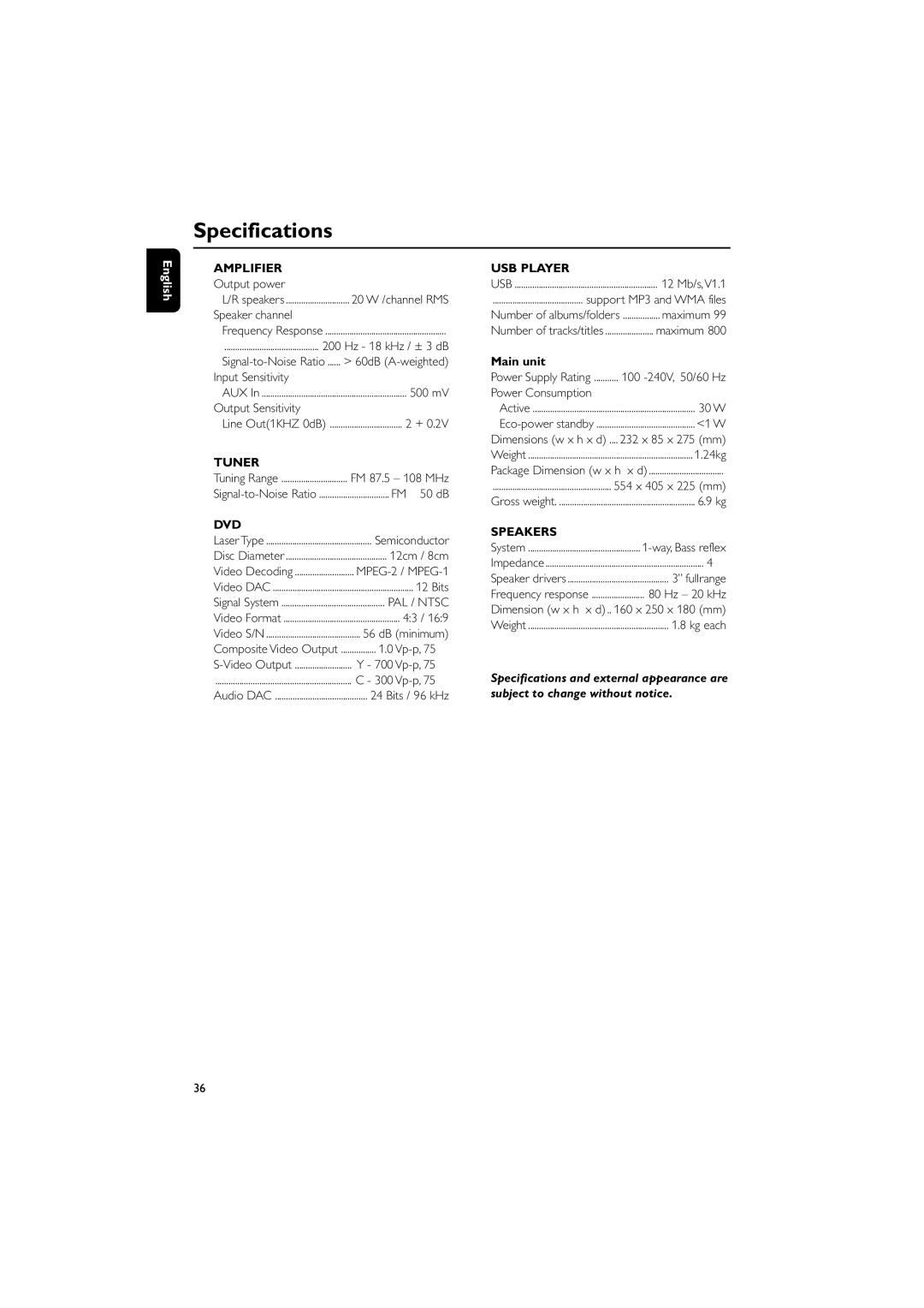 Philips PDCC-ZYL-0839 manual Specifications 