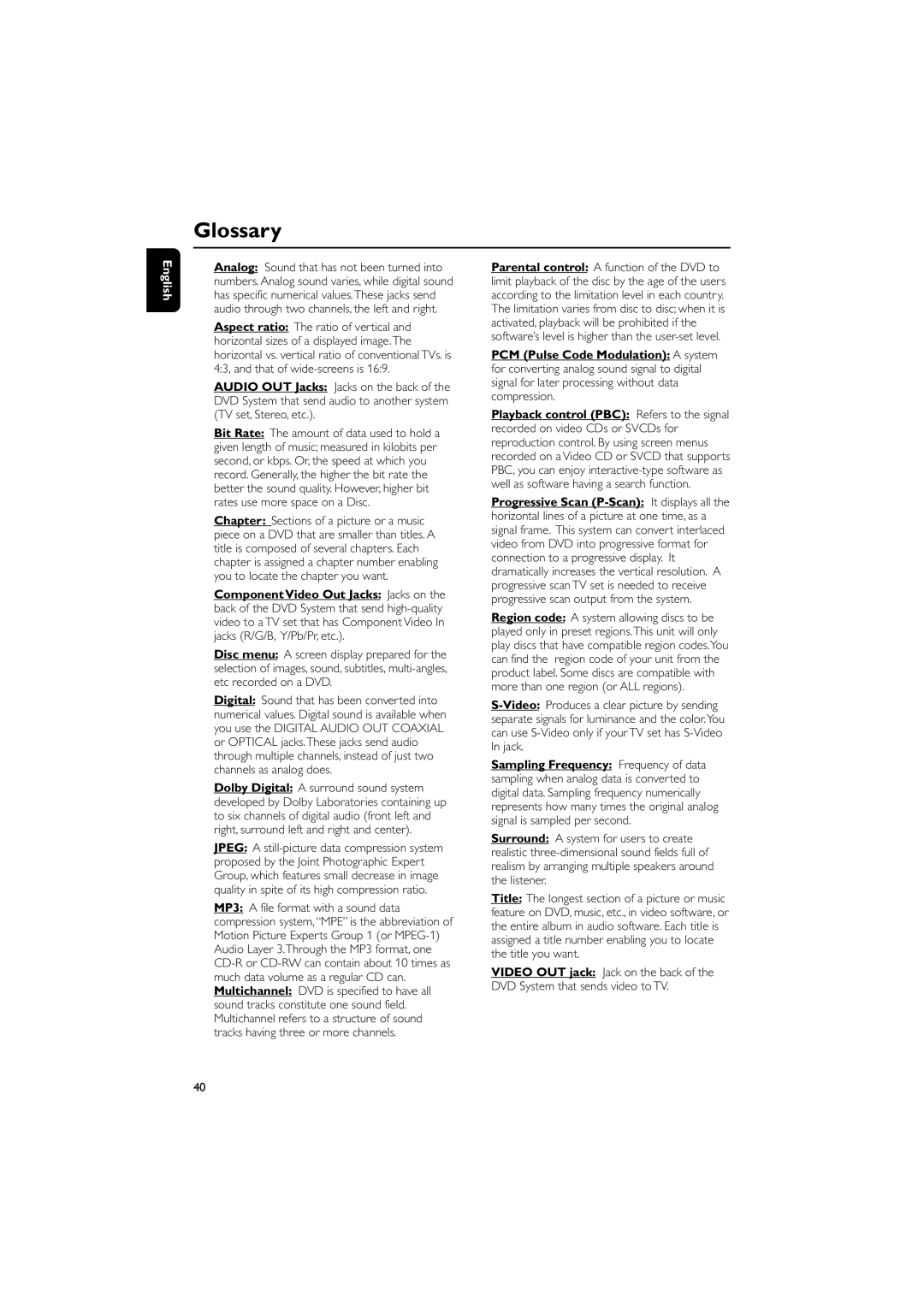 Philips PDCC-ZYL-0839 manual Glossary 