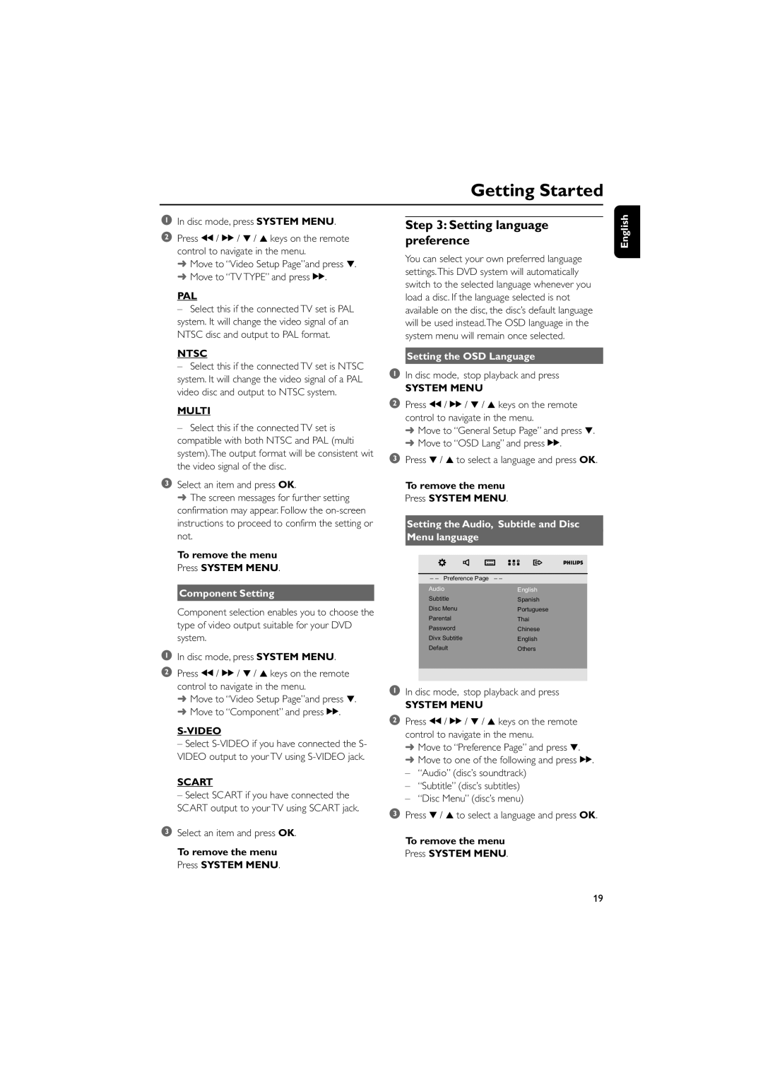 Philips PDCC-ZYL-0906 user manual Setting language preference 