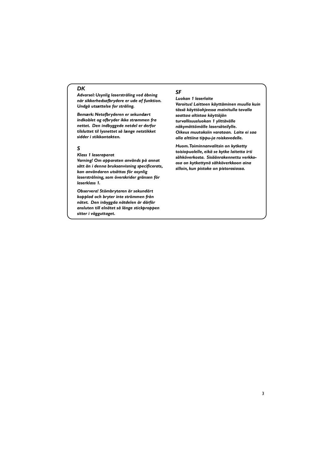 Philips PDCC-ZYL-0906 user manual Klass 1 laseraparat 