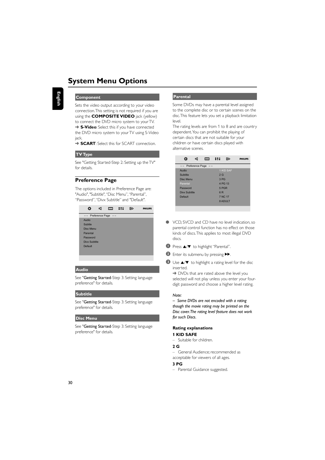 Philips PDCC-ZYL-0906 user manual Preference, KID Safe 